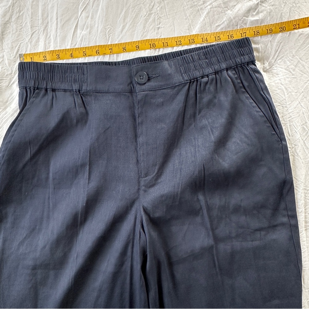 Cabi Linen Spandex Stretch Blend Finale Navy Trousers Pants Pockets #6425 - Picture 15 of 16